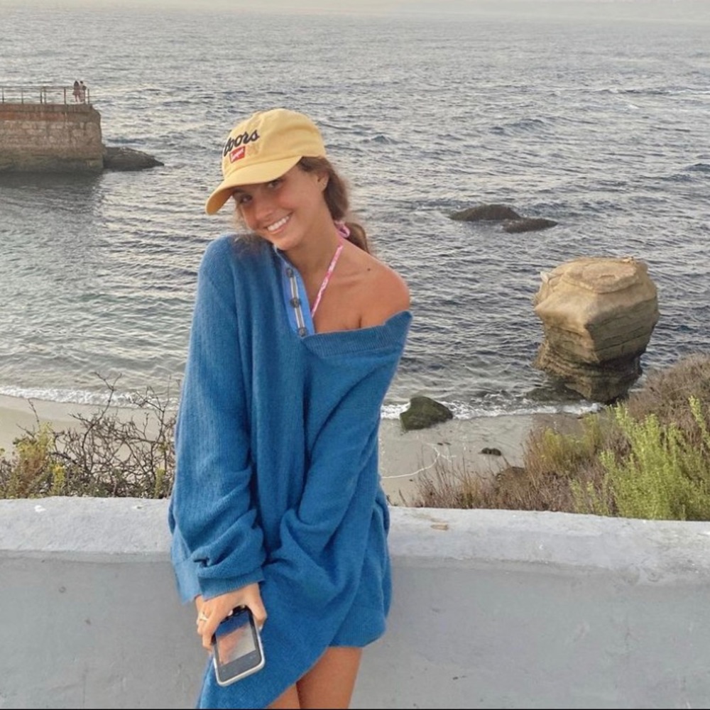 Blue Quarter-Button Vintage Sweater